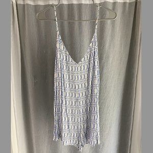 Victoria's Secret M blue and white swim cover up romper